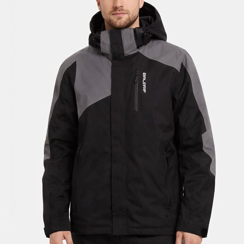 Baleaf Men's Black and Gray Ski Jacket Size S